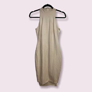 Anthropologie Bailey 44 Midi Dress Cream Mock Bodycon Sleeveless Womens Size XS